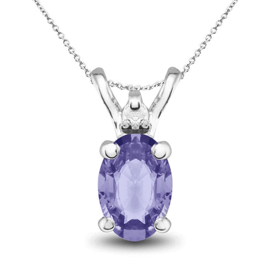 Gemstone Birthday Jewelry The Jewelry Exchange | 1/2Ct Diamond & Tanzanite Pendant In Silver