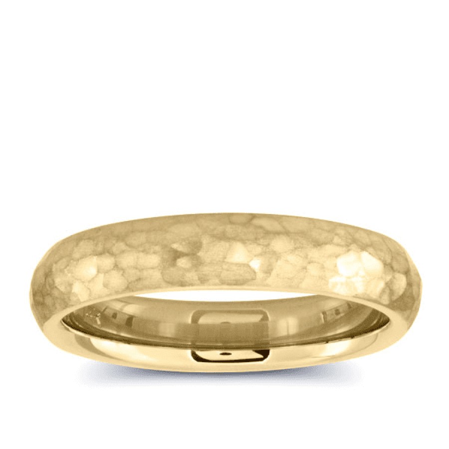 Diamond Bands The Jewelry Exchange | 4Mm Hammered Gold Band