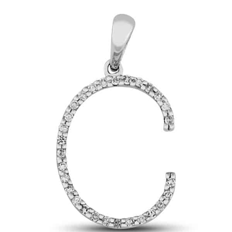 Fine Jewelry Specials The Jewelry Exchange | Diamond Prong Set Initial "C" Pendant In 14K Gold