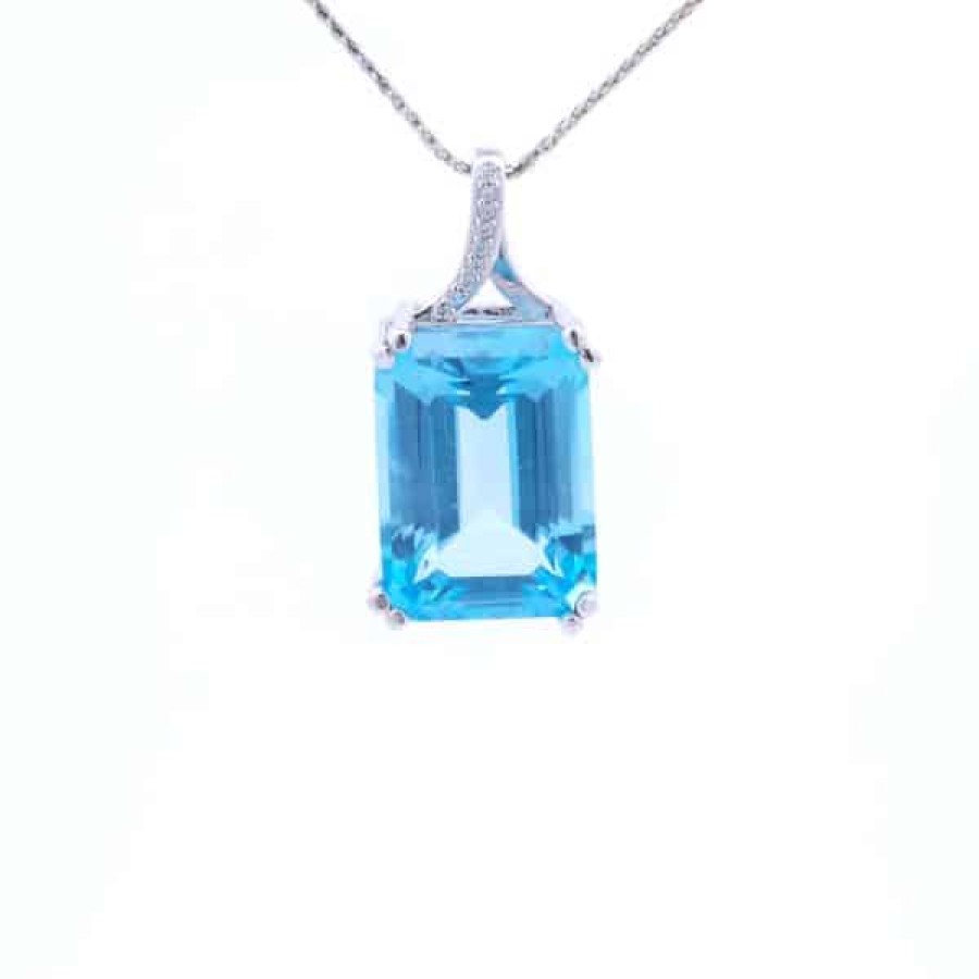 Gemstone Birthday Jewelry The Jewelry Exchange | 27 1/4 Carat Blue Topaz Pendant In 10K Gold White