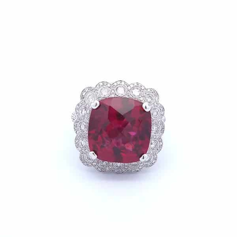 Gemstone Birthday Jewelry The Jewelry Exchange | Rubelite 10 Carat Ring In 18K Gold White