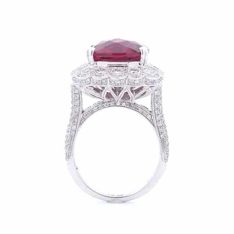 Gemstone Birthday Jewelry The Jewelry Exchange | Rubelite 10 Carat Ring In 18K Gold White