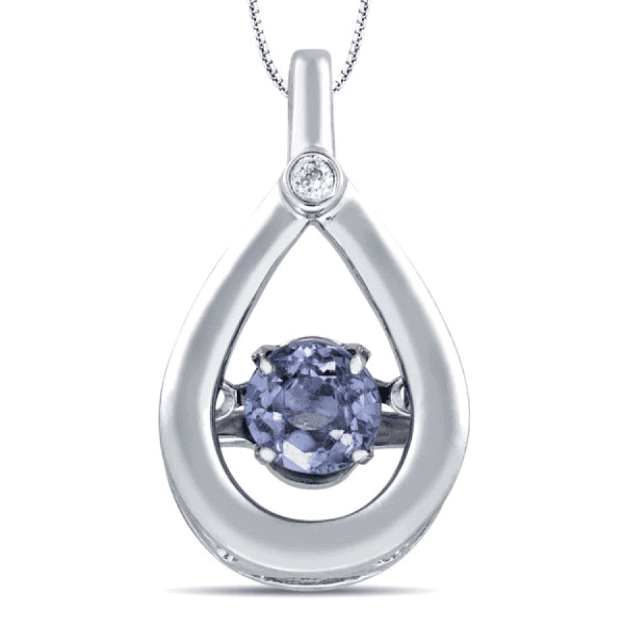 Gemstone Birthday Jewelry The Jewelry Exchange | 1/2 Carat Diamond - Tanzanite In Motion Pendant In Silver