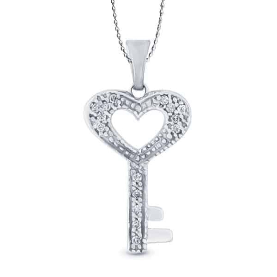 Necklaces And Gold Chains For Women The Jewelry Exchange | Diamond Heart Key Pendant In 10K Gold