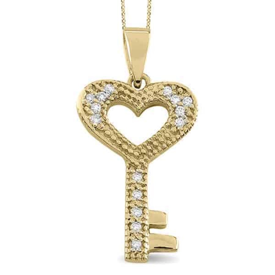 Necklaces And Gold Chains For Women The Jewelry Exchange | Diamond Heart Key Pendant In 10K Gold