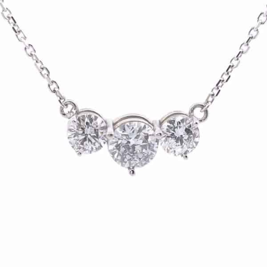 Necklaces And Gold Chains For Women The Jewelry Exchange | 2 Ct 3-Stone Lab Diamond Necklace