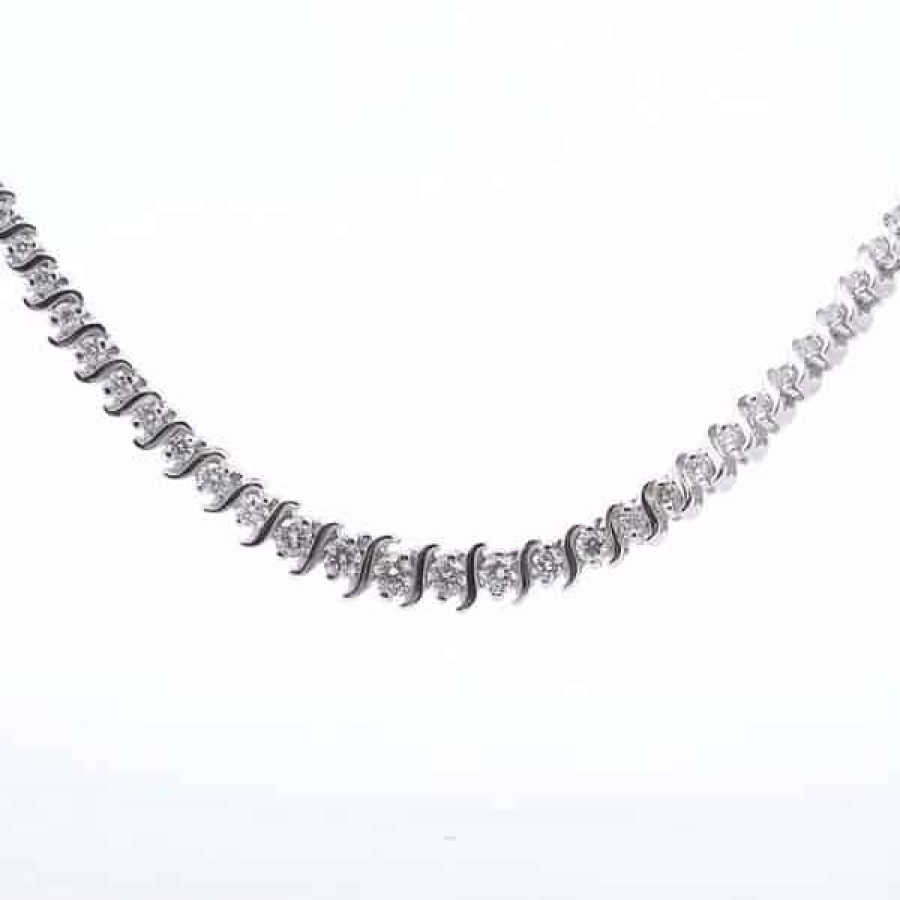 Necklaces And Gold Chains For Women The Jewelry Exchange | 4 Ct Lab Diamond S-Link Tennis Necklace