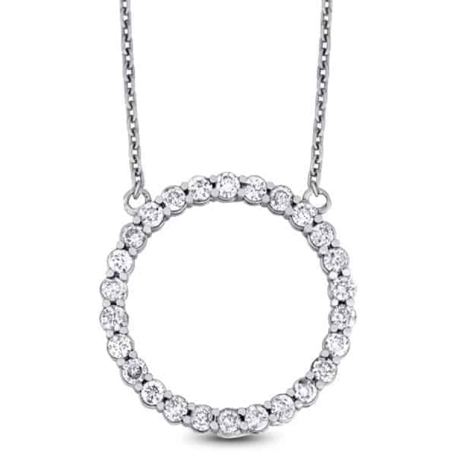 Necklaces And Gold Chains For Women The Jewelry Exchange | 1 1/3 Carat Diamond Circle Pendant In 14K Gold