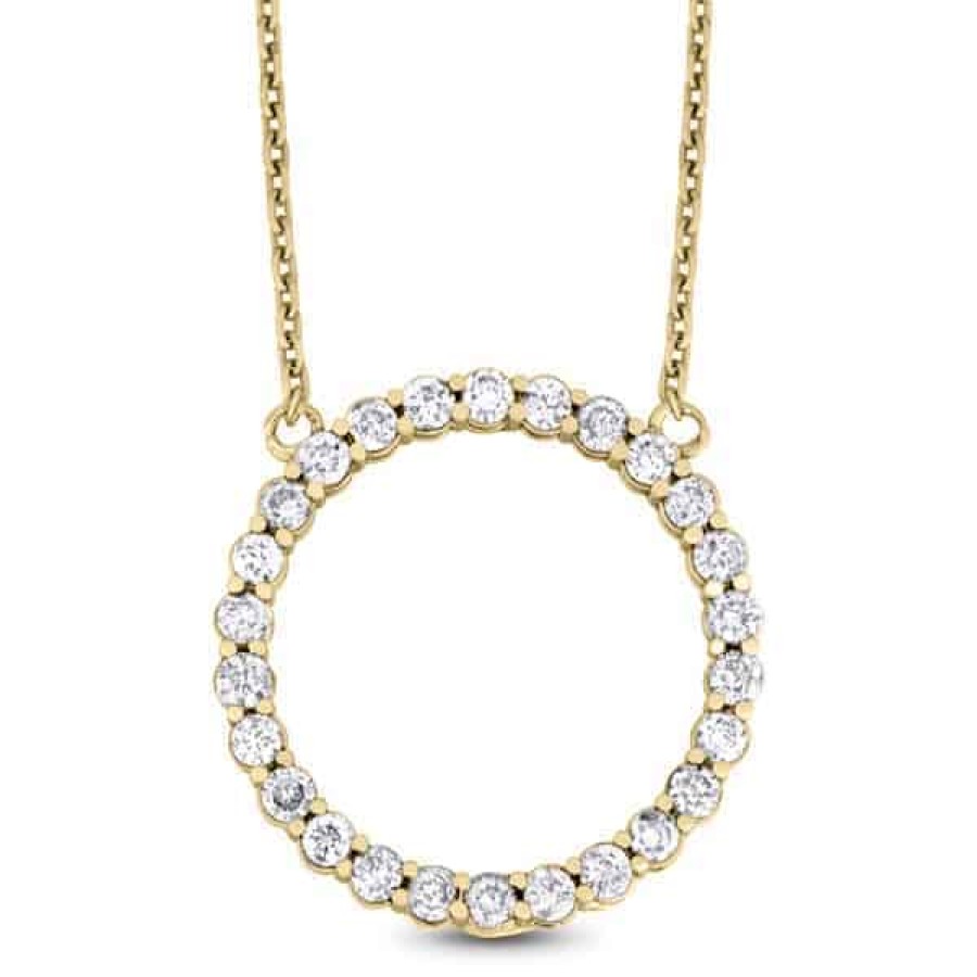 Necklaces And Gold Chains For Women The Jewelry Exchange | 1 1/3 Carat Diamond Circle Pendant In 14K Gold