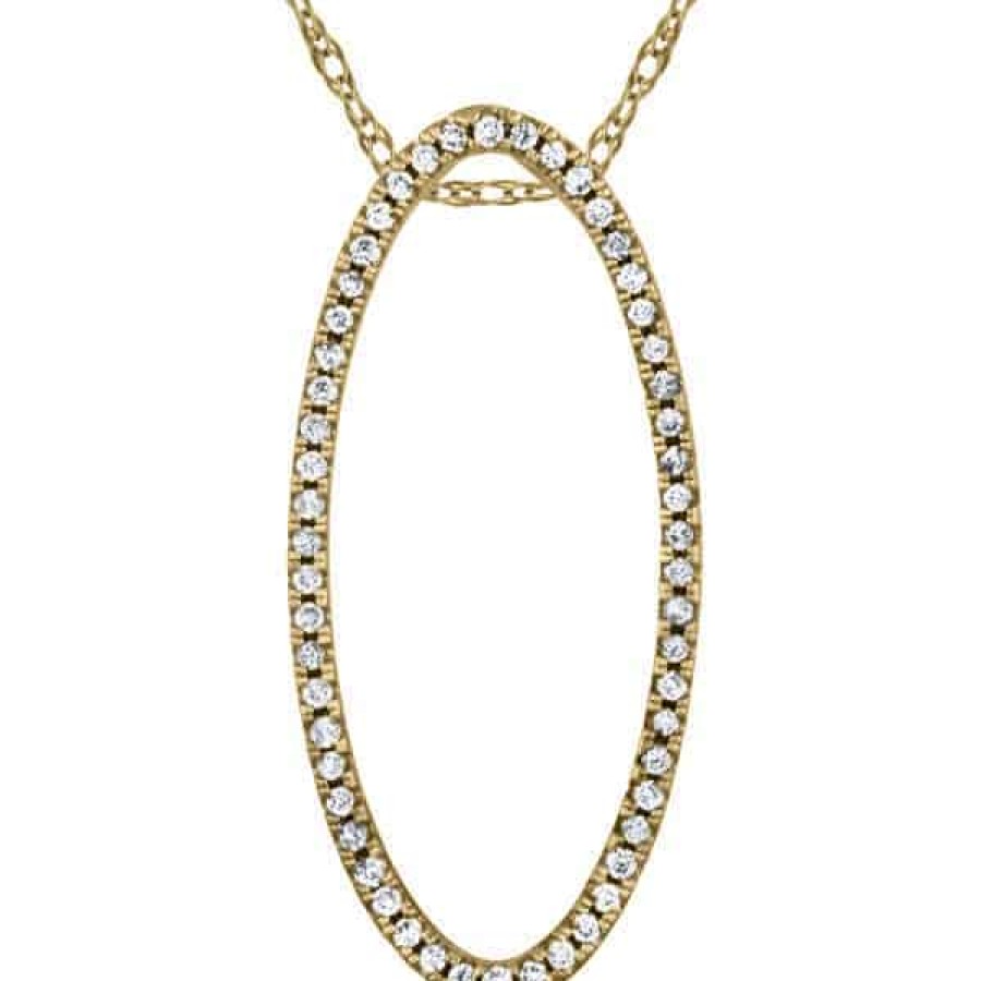 Necklaces And Gold Chains For Women The Jewelry Exchange | 1/3 Carat Diamond Oval Pendant In 14K Gold