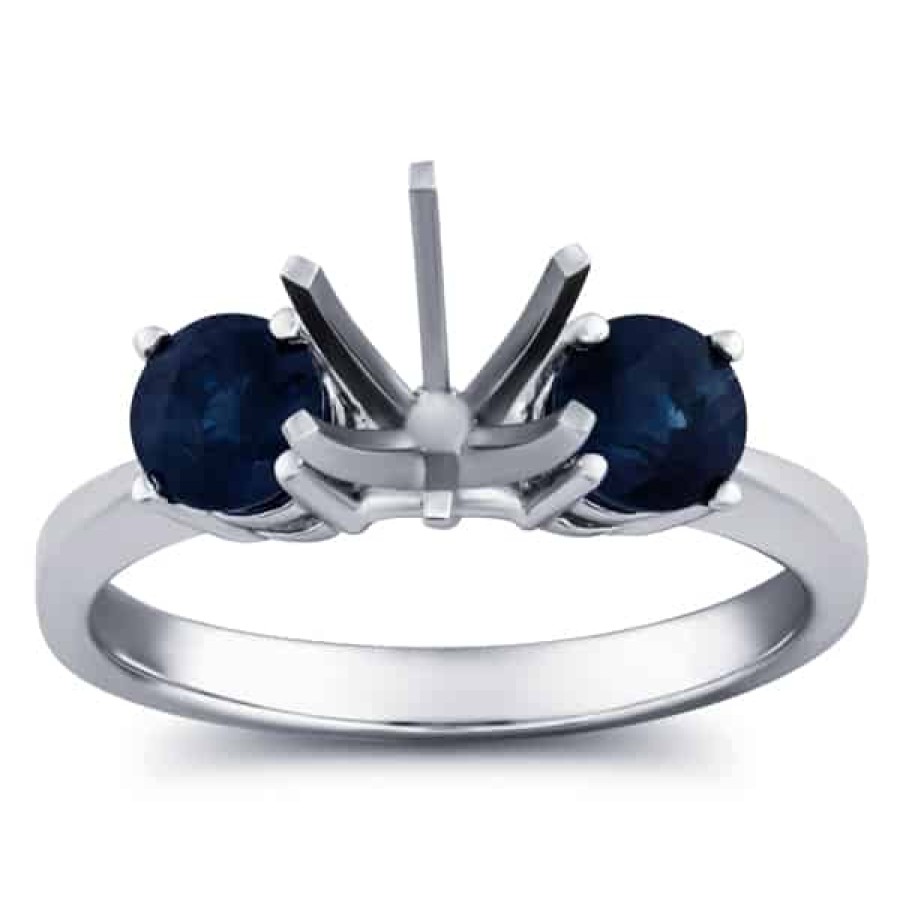 Gemstone Birthday Jewelry The Jewelry Exchange | 1 3/8 Carat Sapphire 3-Stone Semi-Mount In Gold