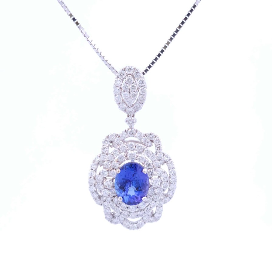 Gemstone Birthday Jewelry The Jewelry Exchange | 2 3/4 Carat Tanzanite Pendant In 18K Gold White