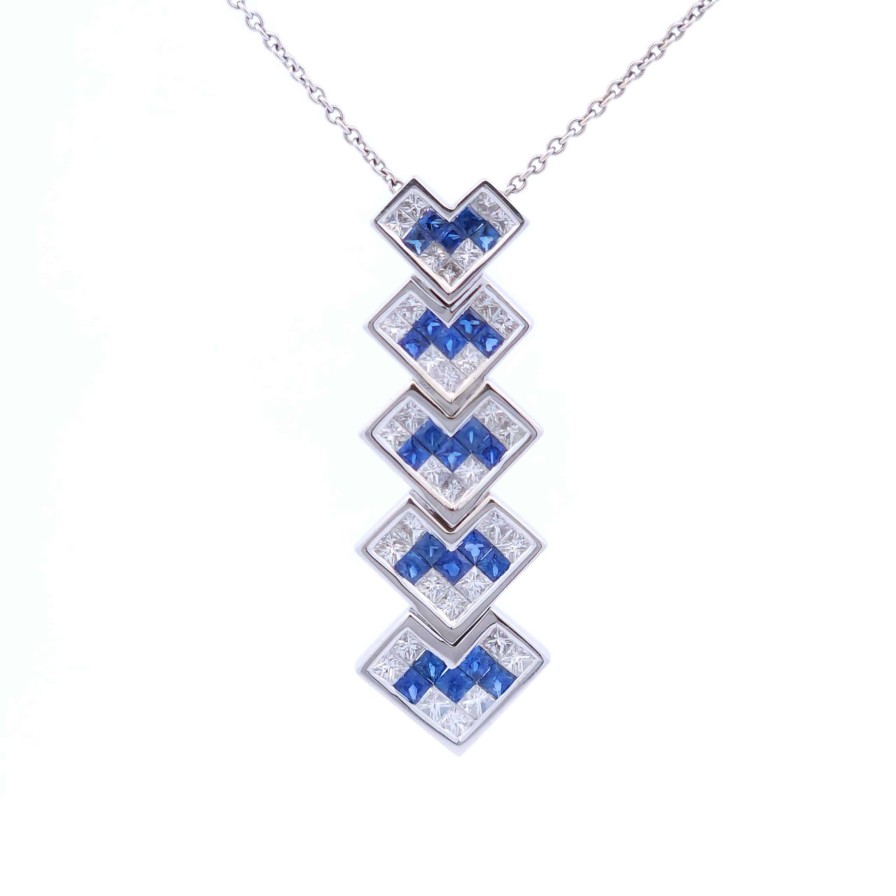 Gemstone Birthday Jewelry The Jewelry Exchange | 1 Carat Sapphire Necklace In 18K White Gold Yellow