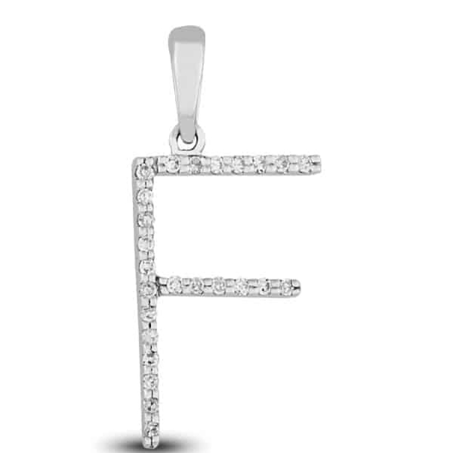 Fine Jewelry Specials The Jewelry Exchange | Diamond Prong Set Initial "F" Pendant In 14K Gold