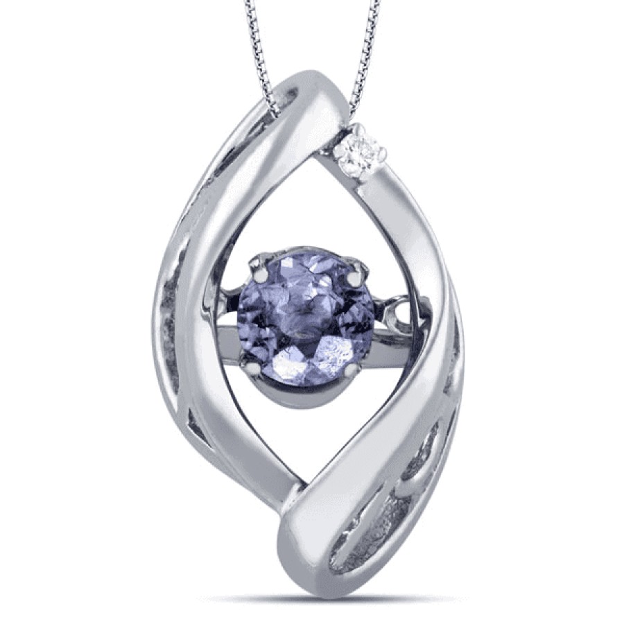 Gemstone Birthday Jewelry The Jewelry Exchange | 1/2 Carat Diamond - Tanzanite In Motion Pendant In Silver