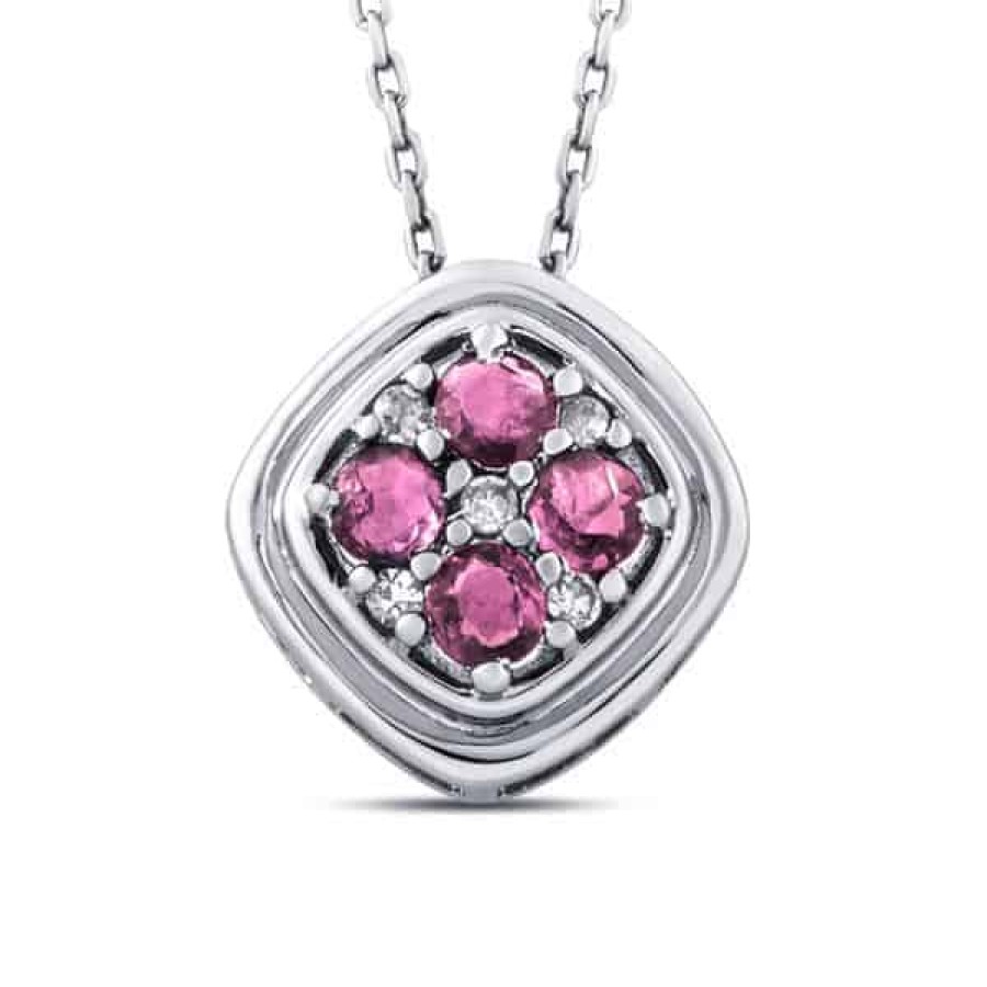 Gemstone Birthday Jewelry The Jewelry Exchange | 1/2 Carat Diamond - Ruby Pendant In Silver