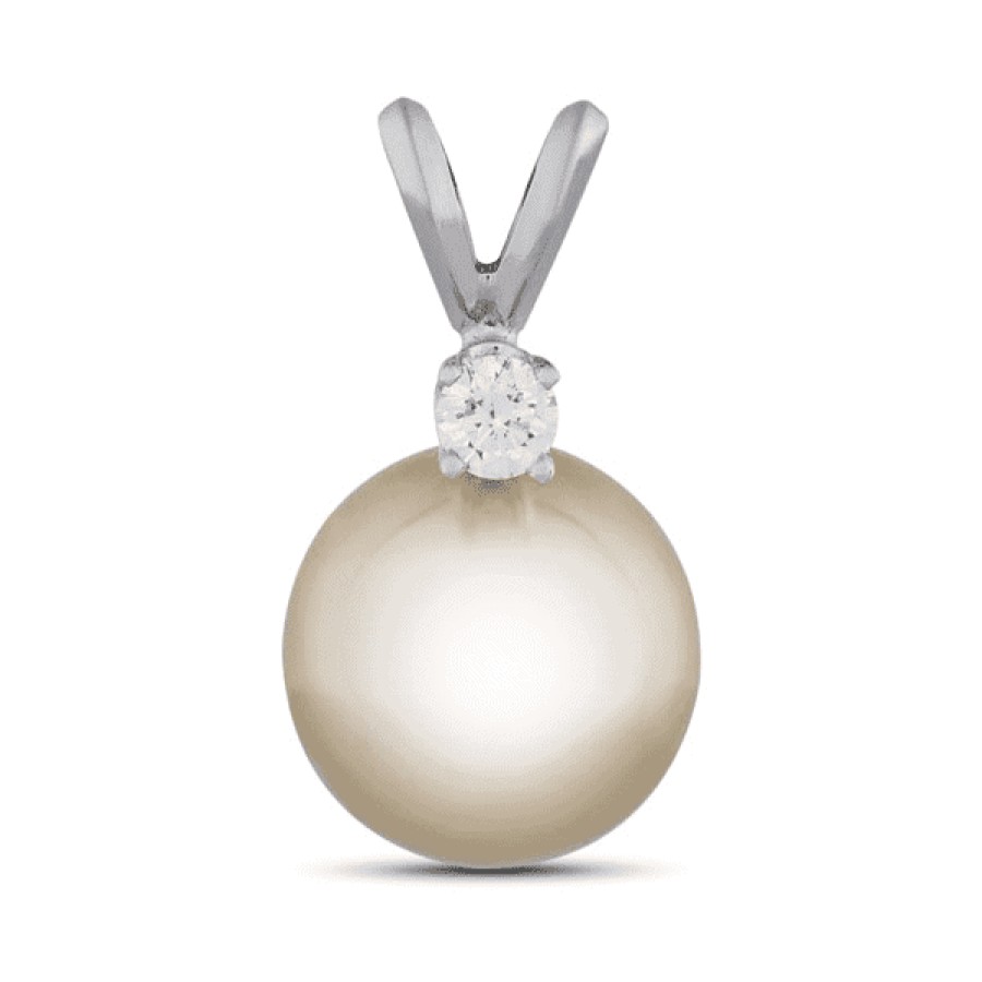 Gemstone Birthday Jewelry The Jewelry Exchange | Pearl & Diamond Pendant In 14K Gold