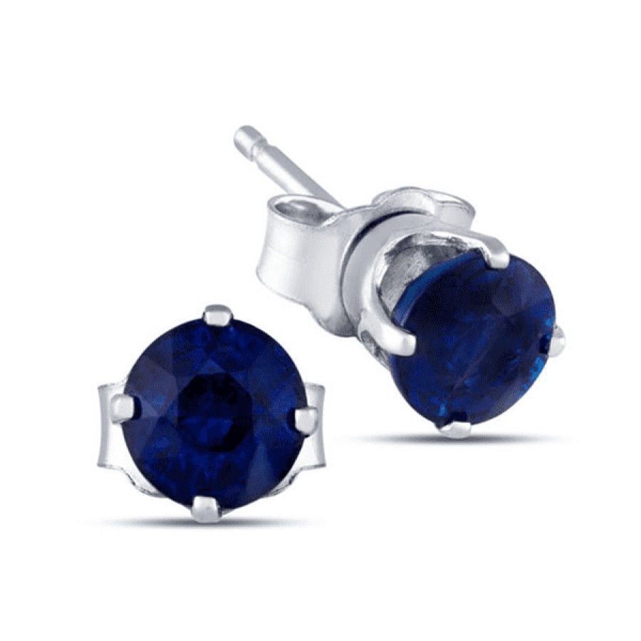 Gemstone Birthday Jewelry The Jewelry Exchange | Lab Sapphire Stud Earrings In 10K Gold