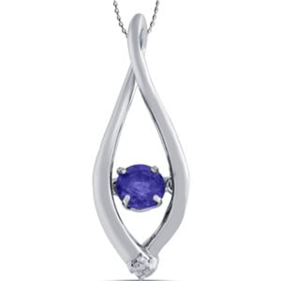 Gemstone Birthday Jewelry The Jewelry Exchange | 1/5 Carat Diamond - Sapphire Motion Pendant In Silver