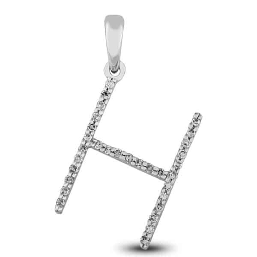 Fine Jewelry Specials The Jewelry Exchange | Diamond Prong Set Initial "H" Pendant In 14K Gold