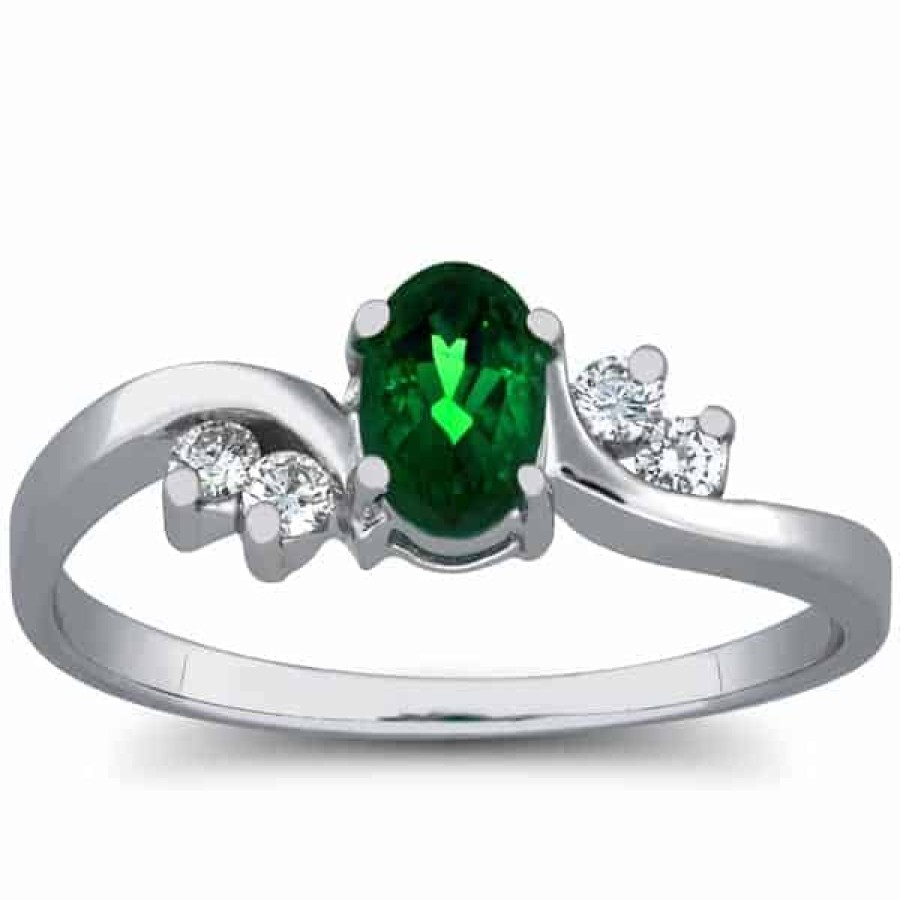 Gemstone Birthday Jewelry The Jewelry Exchange | 1/2Ct Diamond And Emerald Ring