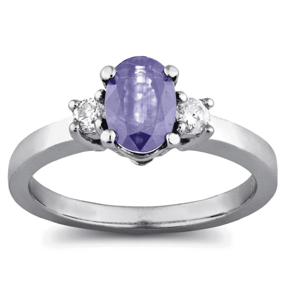 Gemstone Birthday Jewelry The Jewelry Exchange | 1 1/4 Carat Diamond & Tanzanite 3-Stone Ring In 10K Gold