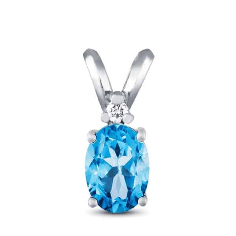 Gemstone Birthday Jewelry The Jewelry Exchange | 1/2Ct Diamond & Topaz Pendant