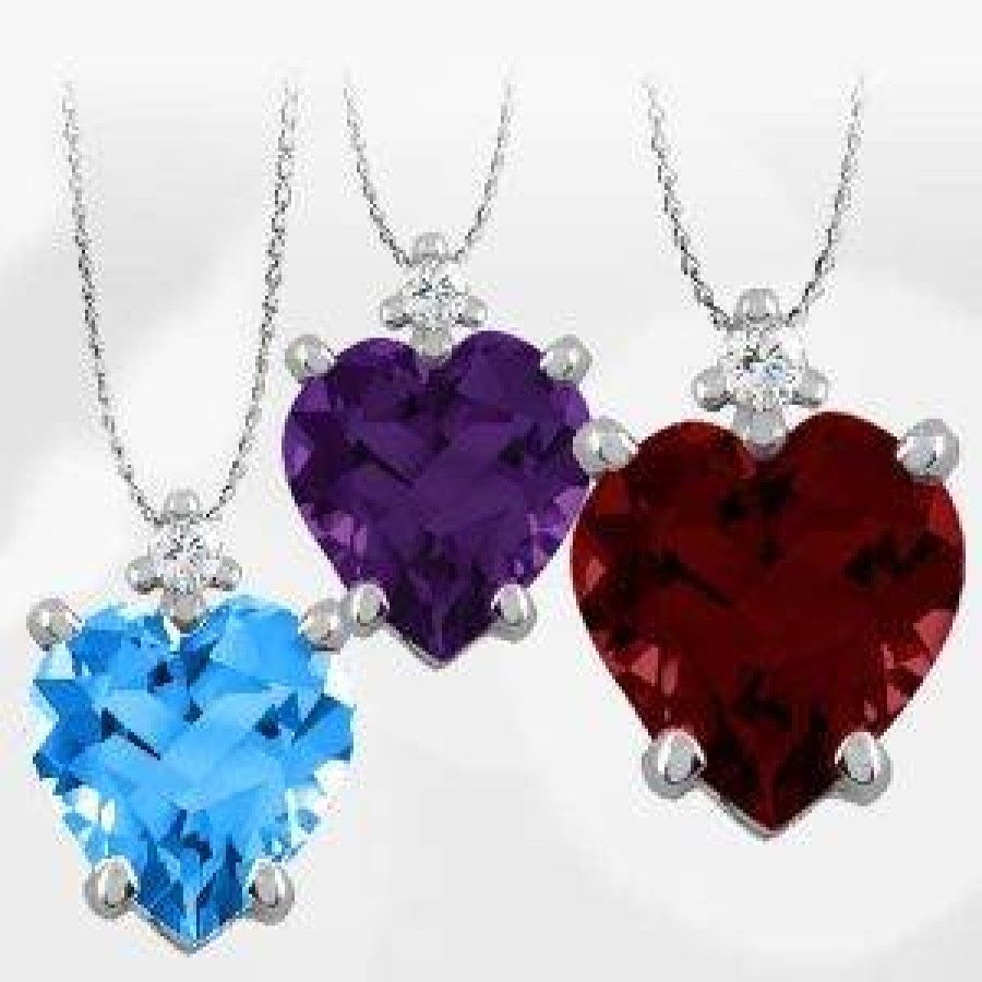 Gemstone Birthday Jewelry The Jewelry Exchange | 2Ct. Natural Diamond Heart Pendants