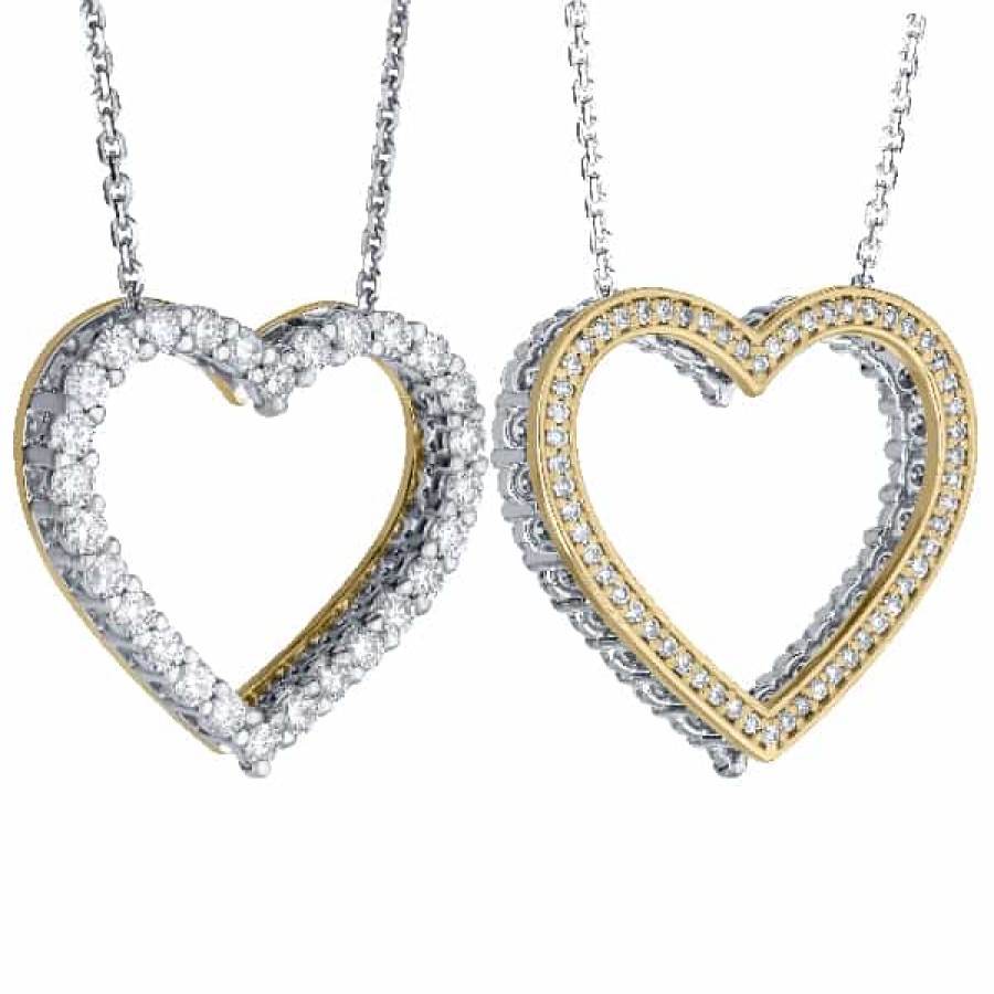 Necklaces And Gold Chains For Women The Jewelry Exchange | 1Cttw Double-Sided Lab Diamond Heart Large Pendant