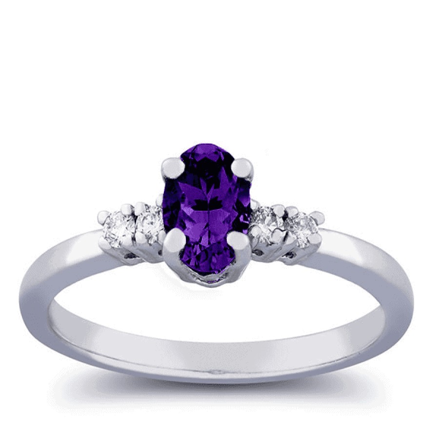 Gemstone Birthday Jewelry The Jewelry Exchange | 1/2Ct Diamond And Amethyst Ring