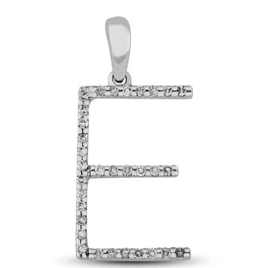 Fine Jewelry Specials The Jewelry Exchange | Diamond Prong Set Initial "E" Pendant In 14K Gold