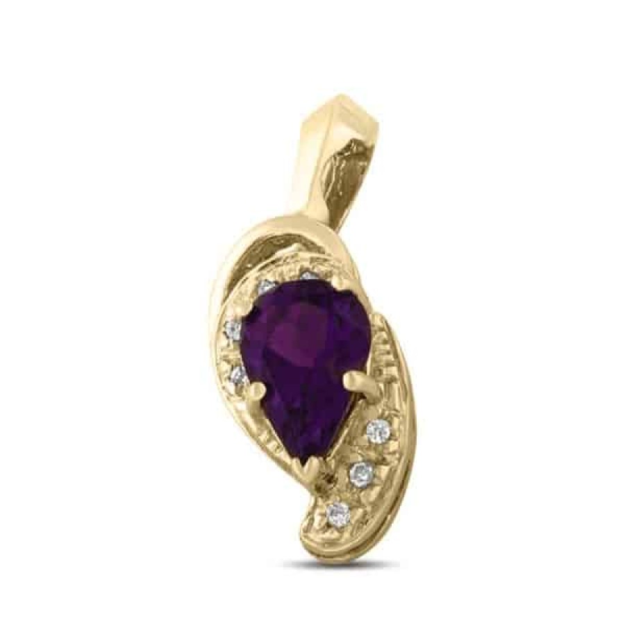 Gemstone Birthday Jewelry The Jewelry Exchange | 1 1/2 Carat Amethyst & Diamond Pendant In 14K Gold