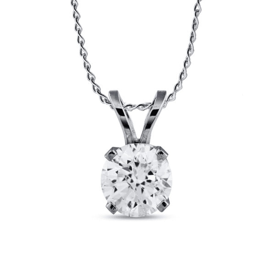 Necklaces And Gold Chains For Women The Jewelry Exchange | 1/2 Carat Diamond Prong Set Solitaire Pendant In 14K Gold