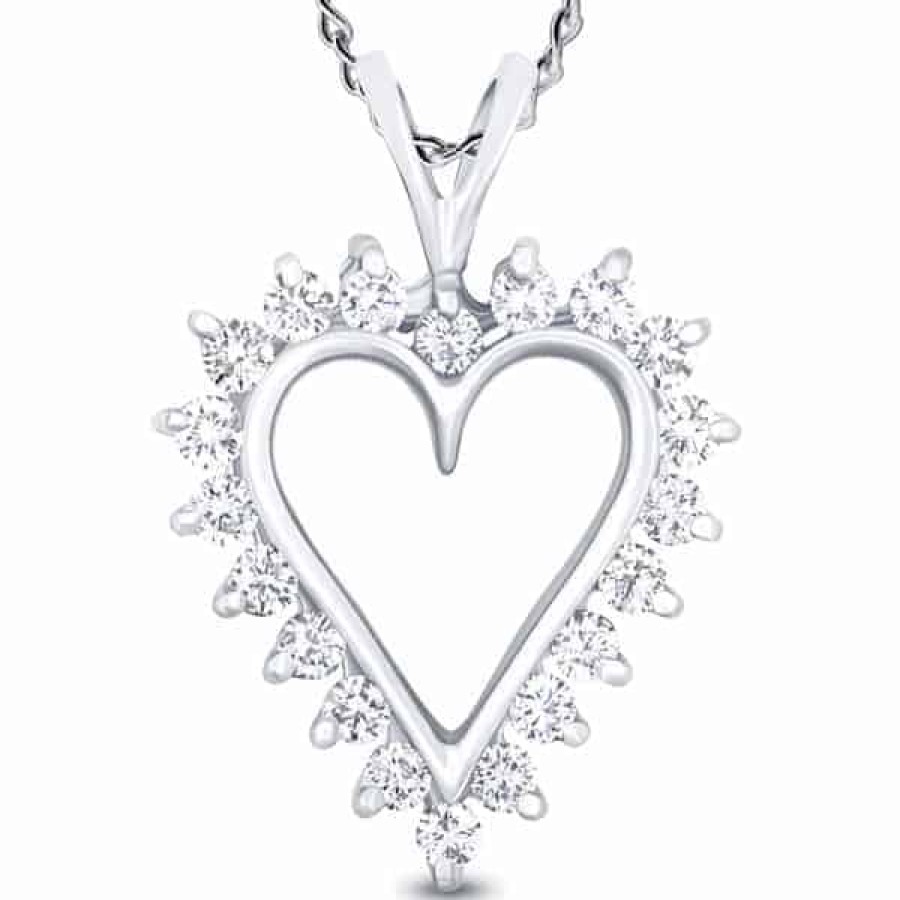 Necklaces And Gold Chains For Women The Jewelry Exchange | 7/8 Carat Diamond Heart Pendant In 14K Gold