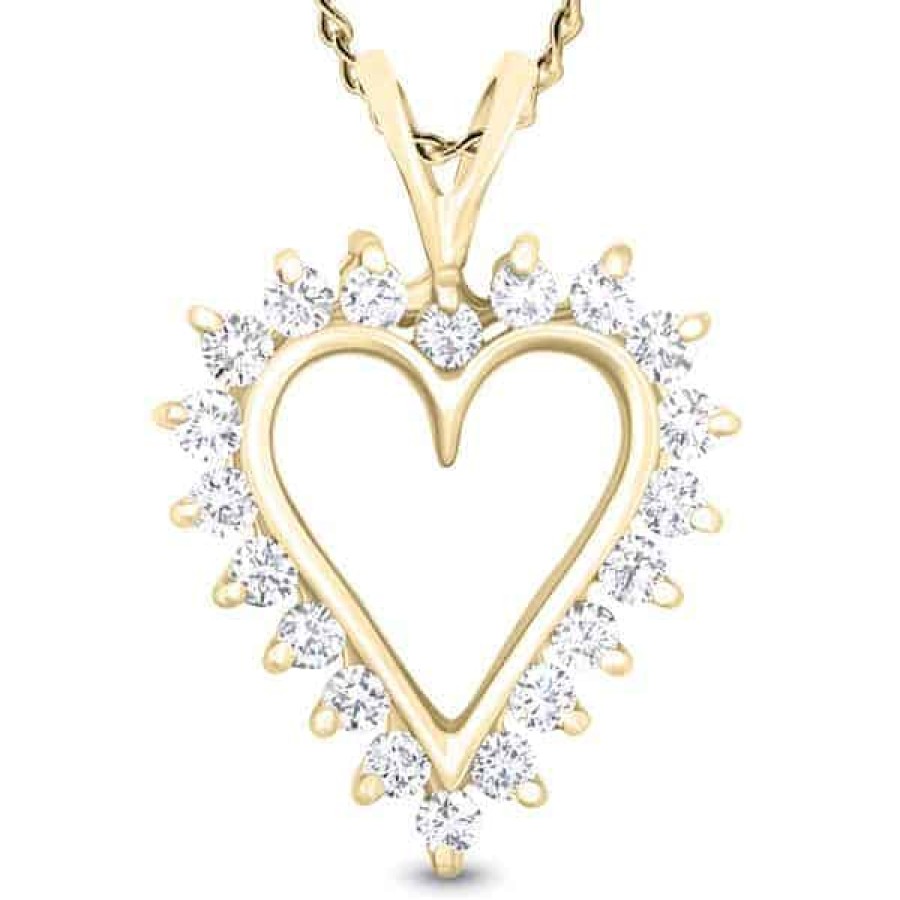 Necklaces And Gold Chains For Women The Jewelry Exchange | 7/8 Carat Diamond Heart Pendant In 14K Gold