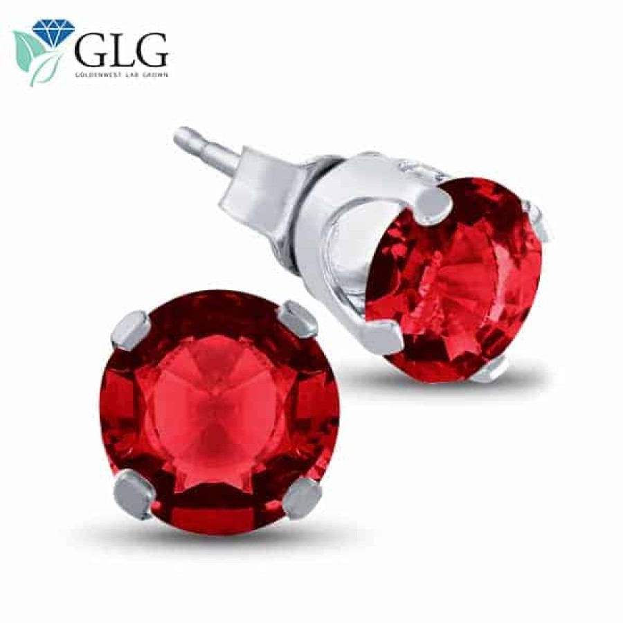 Gemstone Birthday Jewelry The Jewelry Exchange | Lab Ruby Stud Earrings In 10K Gold