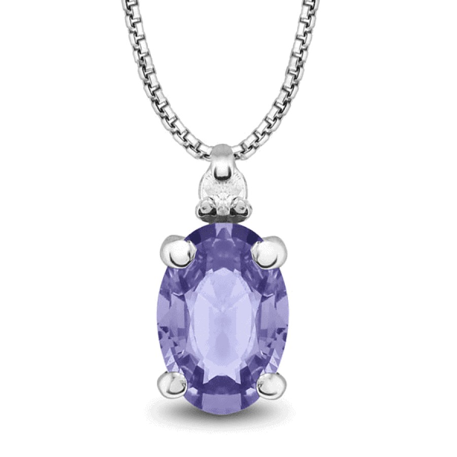 Gemstone Birthday Jewelry The Jewelry Exchange | 3/4Ct Diamond And Tanzanite Pendant In Silver