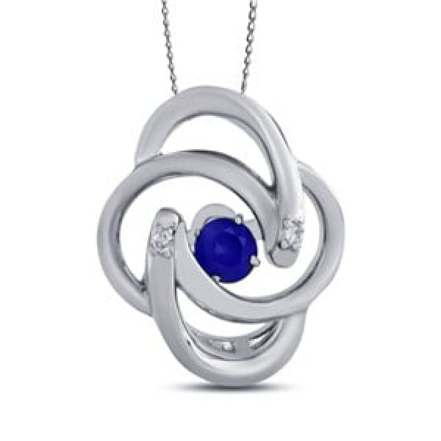 Gemstone Birthday Jewelry The Jewelry Exchange | 1/5 Carat Diamond - Sapphire Pendant In Silver