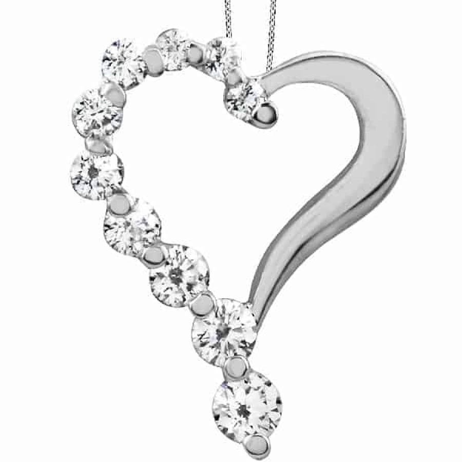 Necklaces And Gold Chains For Women The Jewelry Exchange | 1/4Ct Diamond Journey Heart Pendant In 10K Gold