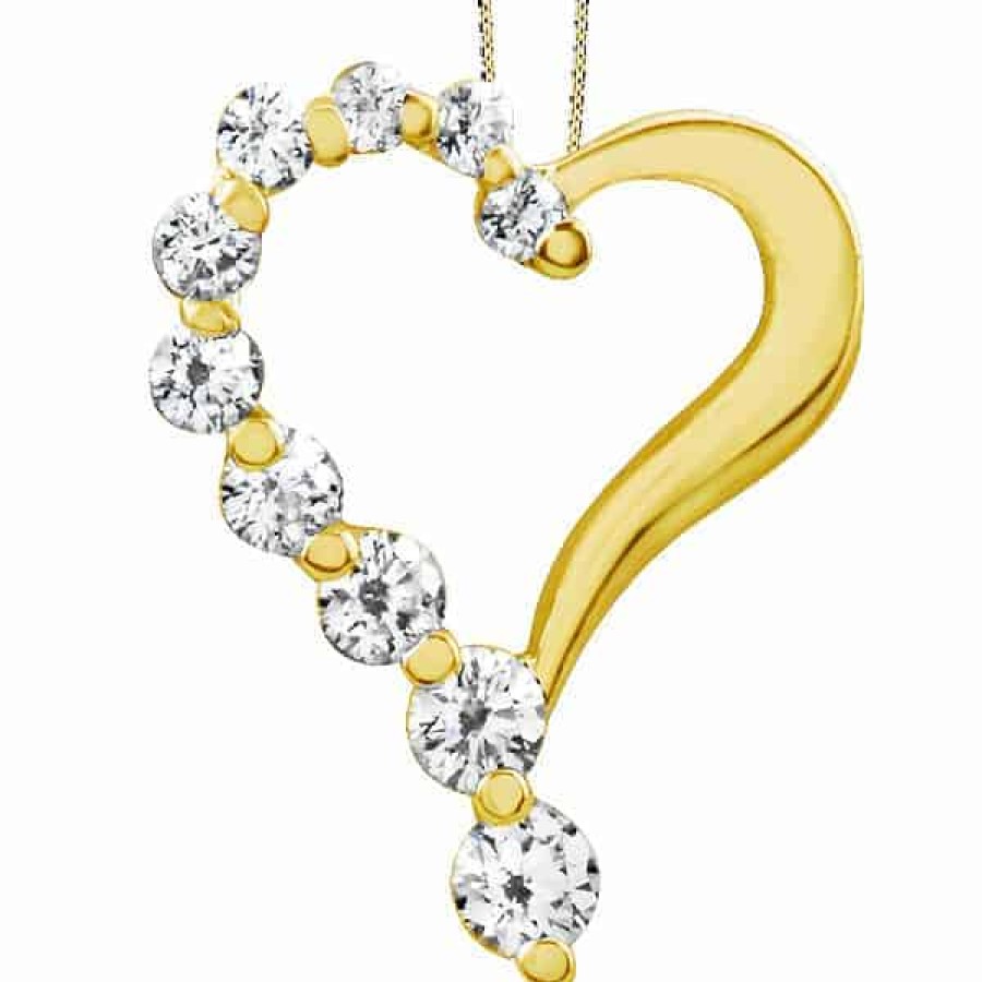 Necklaces And Gold Chains For Women The Jewelry Exchange | 1/4Ct Diamond Journey Heart Pendant In 10K Gold