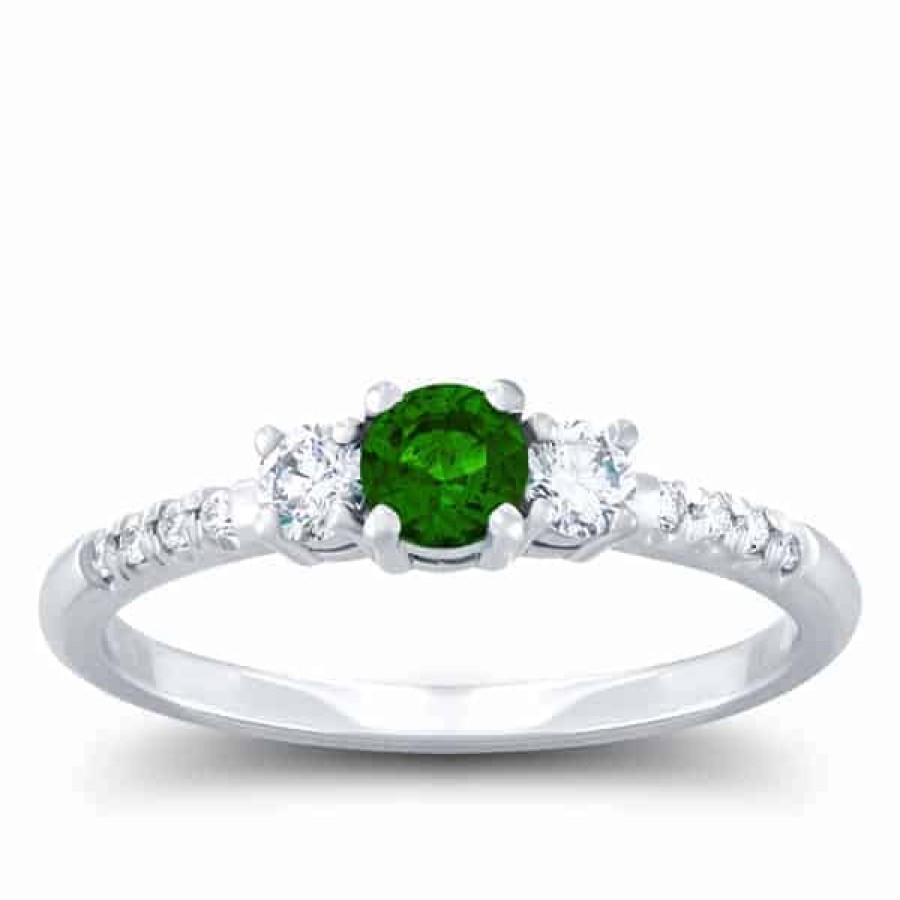 Gemstone Birthday Jewelry The Jewelry Exchange | 3 Stone Diamond And Emerald Ring