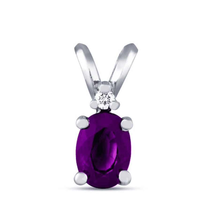 Gemstone Birthday Jewelry The Jewelry Exchange | 1/2Ct Diamond & Amethyst Pendant