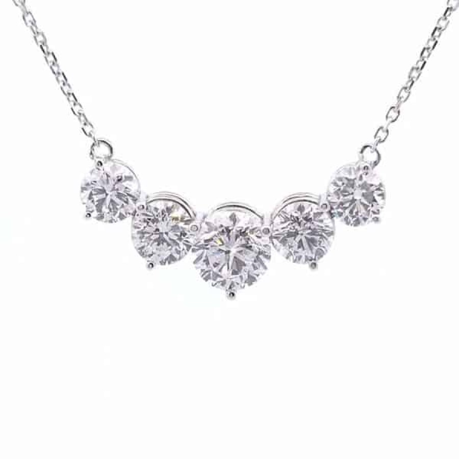 Necklaces And Gold Chains For Women The Jewelry Exchange | 5 Ct 5-Stone Lab Diamond Necklace