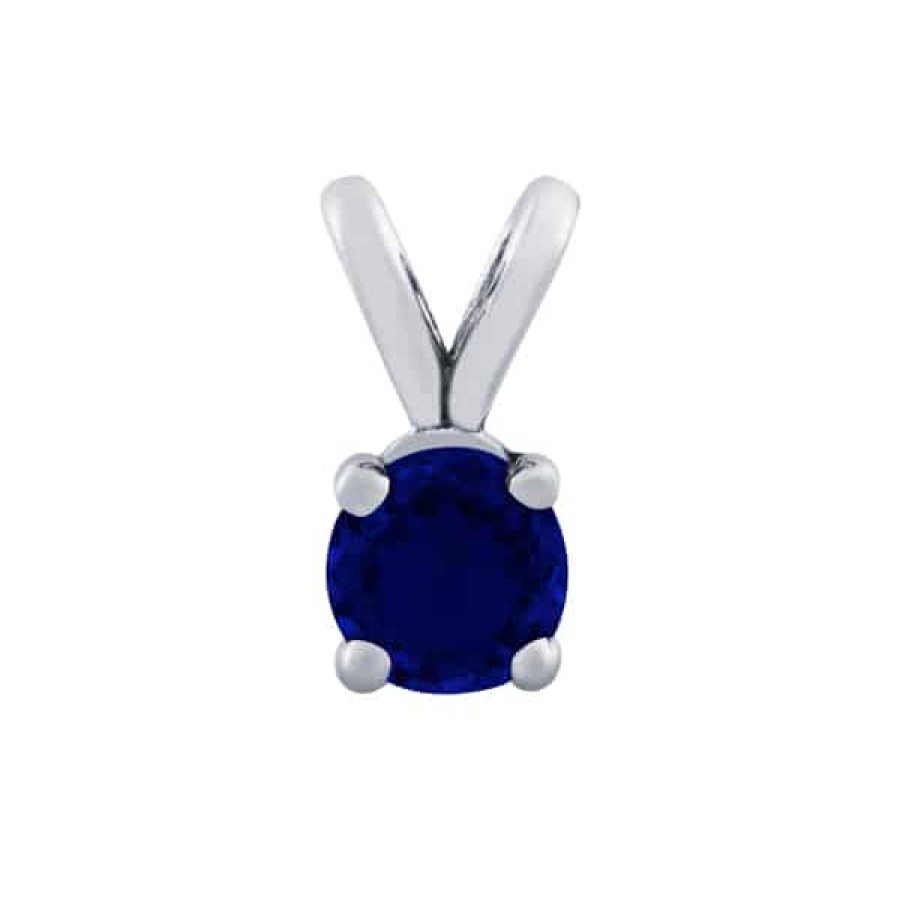 Gemstone Birthday Jewelry The Jewelry Exchange | 1/2 Carat Round Blue Sapphire Solitaire Pendant In 14K Gold