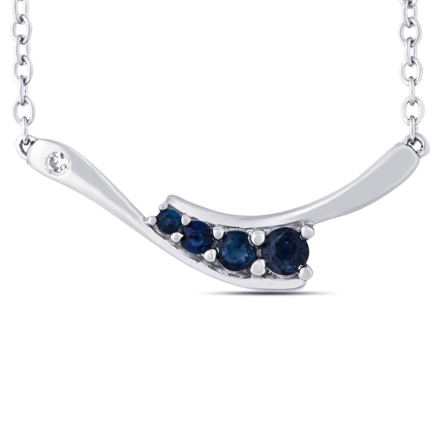 Gemstone Birthday Jewelry The Jewelry Exchange | 1/3 Carat Diamond - Sapphire Pendant In Silver