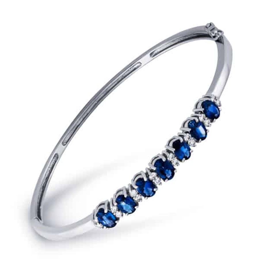 Gemstone Birthday Jewelry The Jewelry Exchange | Light 4 Carat Sapphire & Diamond Bracelet In 14K Gold