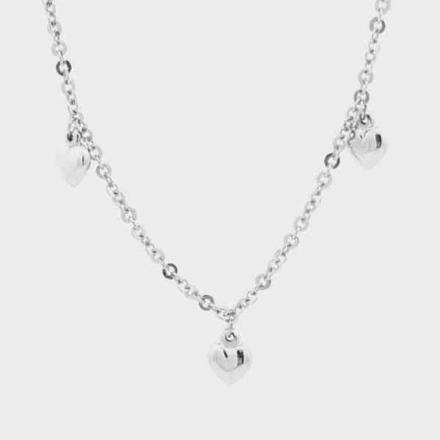 Gold Jewelry The Jewelry Exchange | 9" Heart Anklet In 14K Gold White