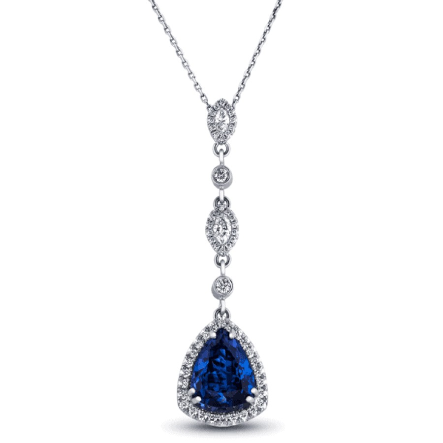 Gemstone Birthday Jewelry The Jewelry Exchange | 11 Carat Tanzanite - Diamond Necklace In 14K Gold