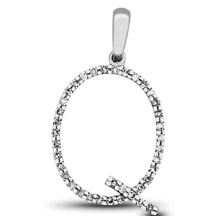 Fine Jewelry Specials The Jewelry Exchange | Diamond Prong Set Initial "Q" Pendant In 14K Gold