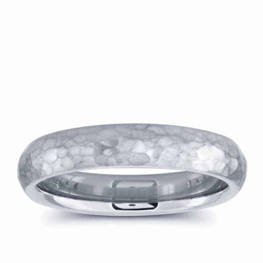 Diamond Bands The Jewelry Exchange | 4 Millimeter Hammered Wedding Band In 14K Gold